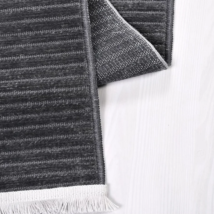 Teppich mit rutschfester Unterseite 100 x 200 cm Baumwolle Grau 88651412 [en. casa] – Bild 2