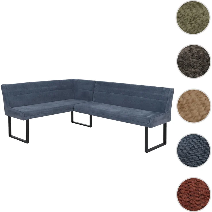 Eckbank HWC-O81, Esszimmerbank Bank, (310g/m²) Chenille Stoff/Textil Metall 159x210 cm ~ blau – Bild 10