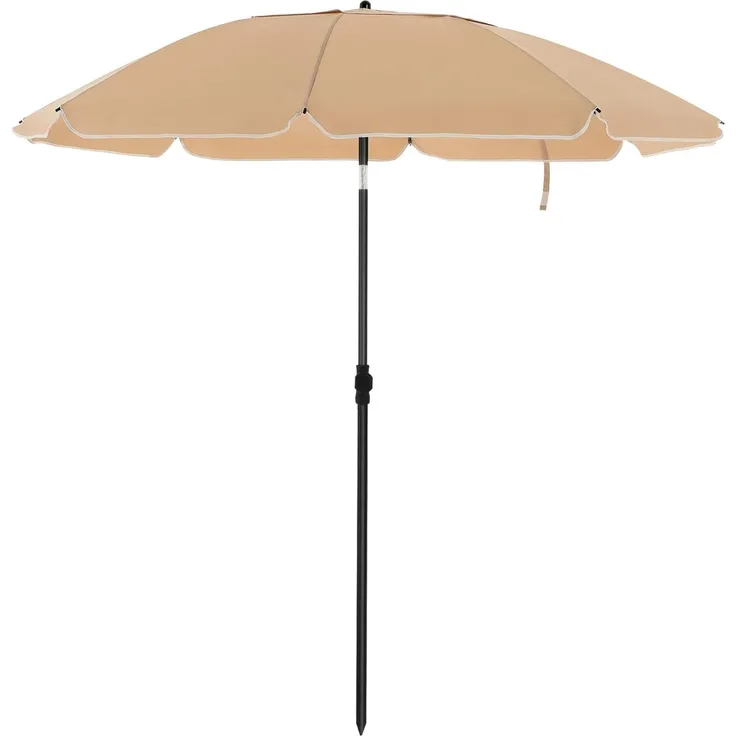 Sonnenschirm für Strand mit Tragetasche, ohne Ständer, UV-Schutz bis UPF 50+, Stahl taupe, Ø 200 cm