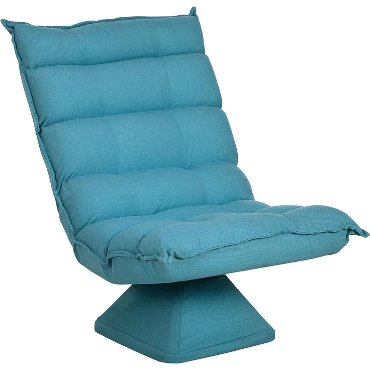 Wohnora-Faulbarer Bodenstuhl, Liegesessel, Designer-Polstersessel mit verstellbarer Rückenlehne und 360°-Drehfunktion,H 95cm x T 62cm x B 70cm,Blau – Bild 1