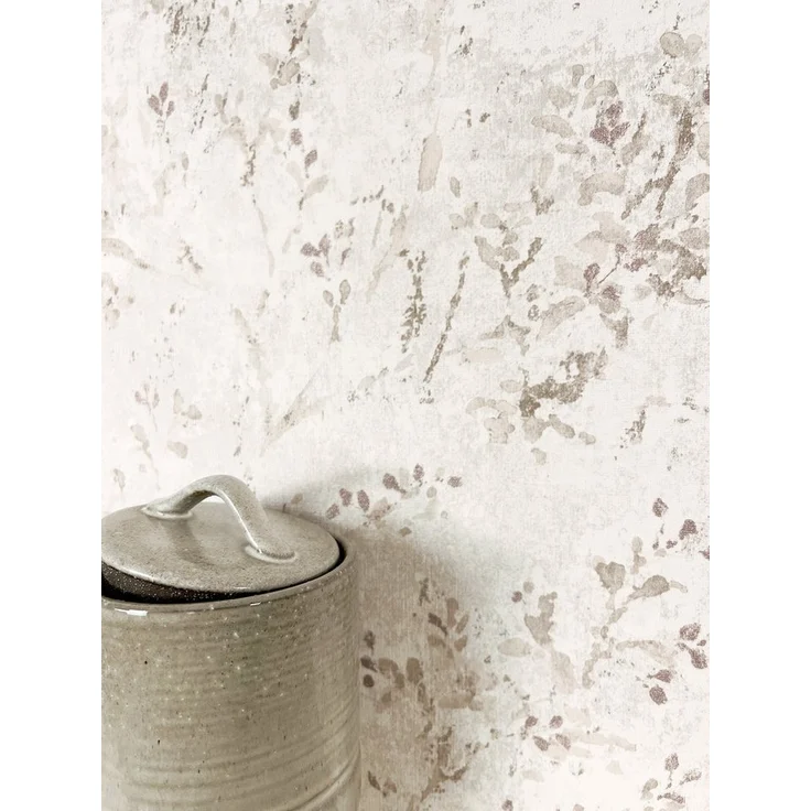 Newroom Vliestapete, Beige Tapete Floral Blätter - Vintage Blumentapete Hellgrau Lila 3D Optik Romantisch Äste Blätterranke für Schlafzimmer Wohnzimmer Küche, Mustertapete, Vintage – Bild 5