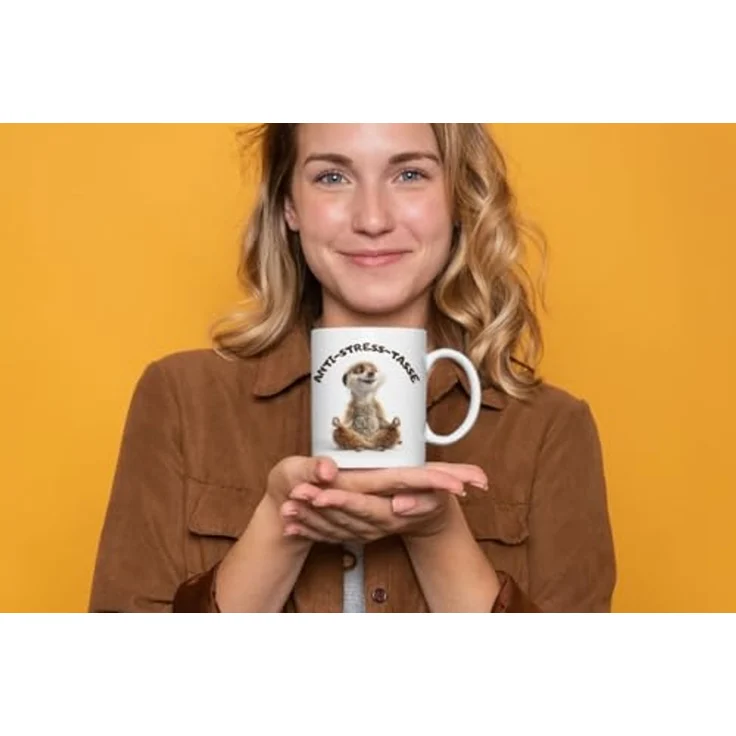 WS-Trend Tasse Anti Stress Erdmännchen Kaffeetasse Teetasse Tasse Geschenkidee, Keramik – Bild 4