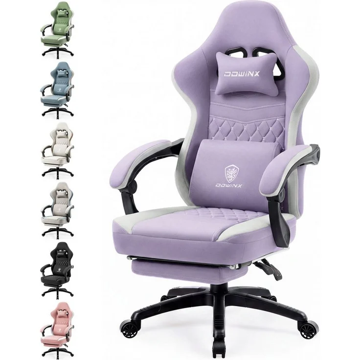 Dowinx Gaming-Stuhl Stoff mit Taschenfederkissen, Gaming Sessel mit Fußstütze, Ergonomischer Bürostuhl – Bild 1