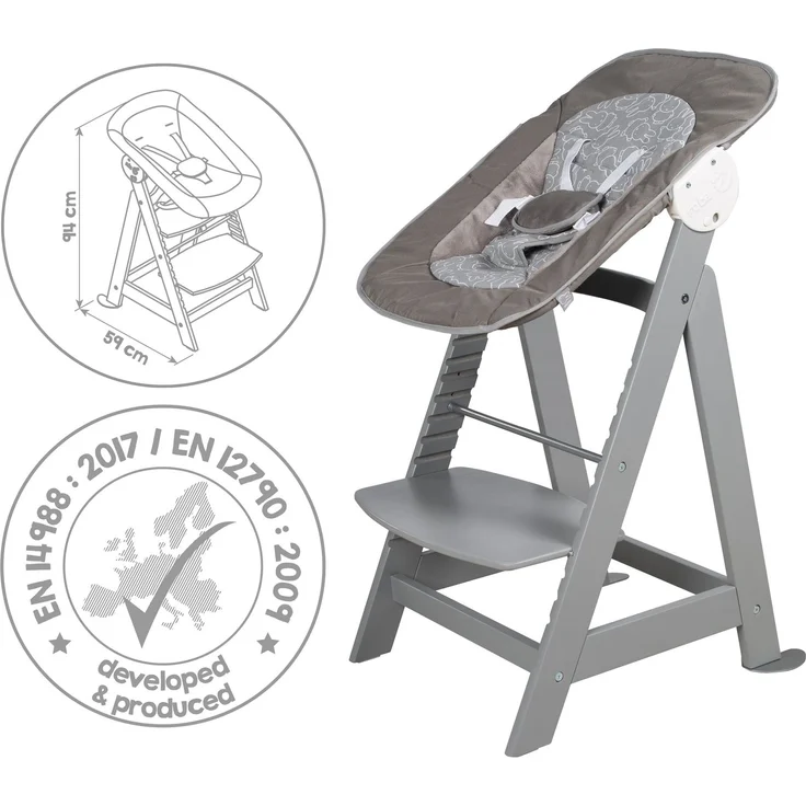 roba Treppenhochstuhl 'Born Up' - Set 2 in 1 - 'miffy®' - mit Liegefunktion - ab Geburt - Taupe – Bild 7