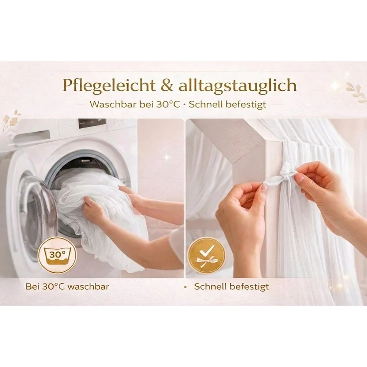 Baby Fancyroom Betthimmel Premium Hausbett Himmel aus Tüll, Betthimmel für Kinderbett, Baldachin, gekräuselt – Bild 4