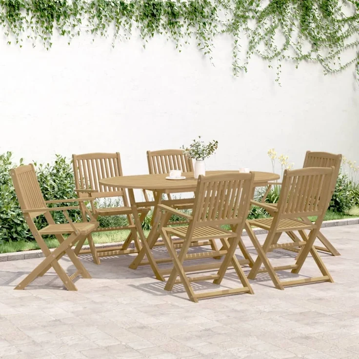 vidaXL Gartenstühle 6 Stk. Klappbar 54x61x88 cm Massivholz Akazie 3214230 – Bild 2