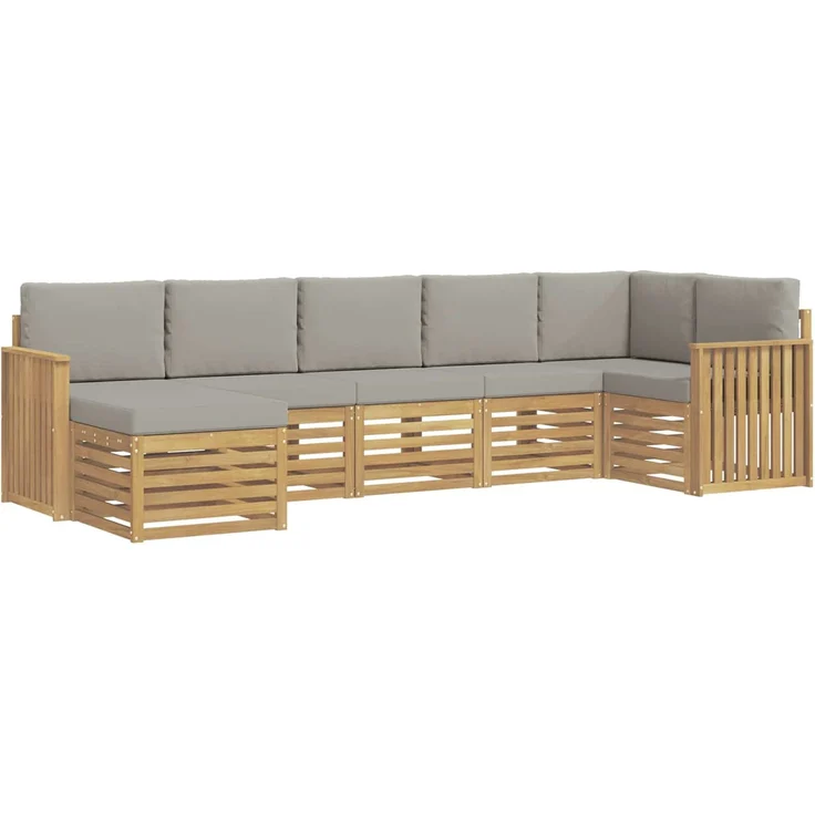vidaXL Outdoor-Sofagarnitur 7 stk. 6-Sitzer Weiß und Hellgrau 3392191 – Bild 2