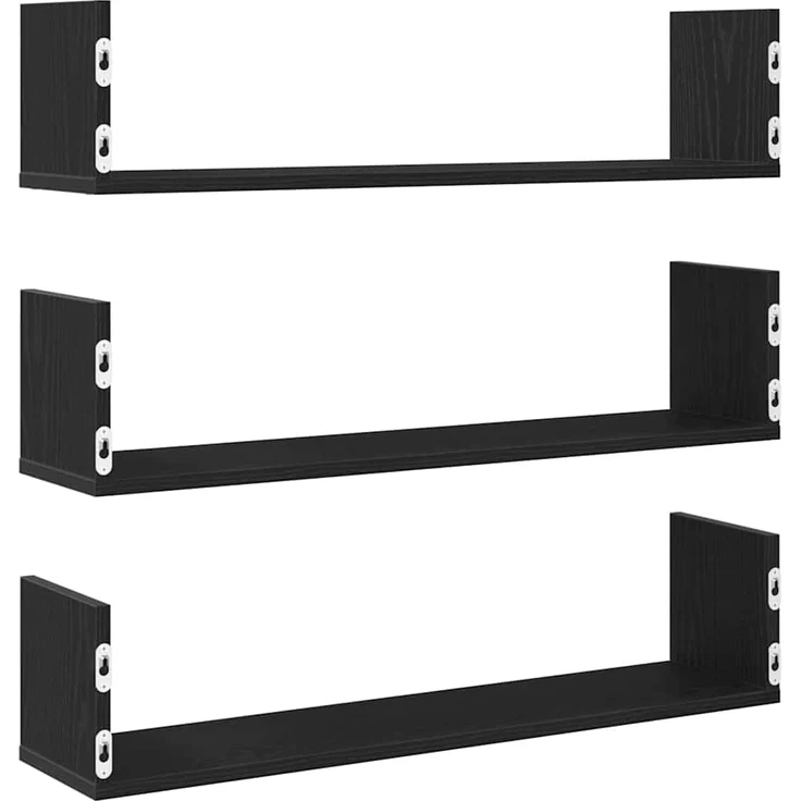 vidaXL Wandregale 3 Stk. Schwarz Eichen-Optik 80x18x18cm Holzwerkstoff 868072 – Bild 6