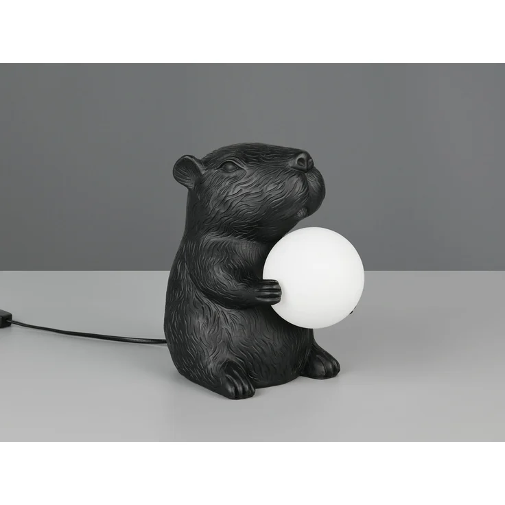 Besondere LED Tischleuchte kleine Capybara Lampe Schwarz, Höhe 25cm – Bild 5