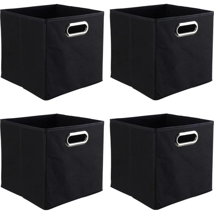 casa NOVA Aufbewahrungsbox ENNI, 4er Set, Vlies, B 27 cm x T 27 cm, Schwarz