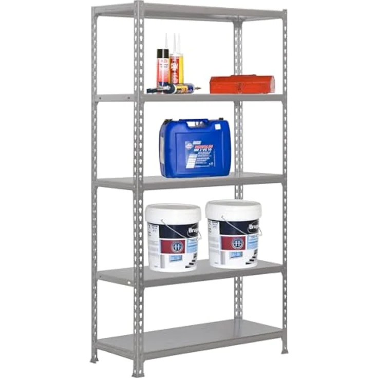 SimonRack Metallregale, 2000 x 1000 x 500 mm, 5 Regalböden, 180 kg Flexion-Punkt, Industrie-Regal, Grau/Galva - Simonclick – Bild 9