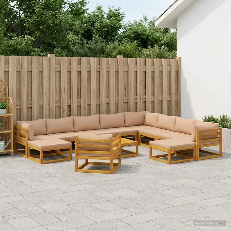 vidaXL Sofa-Set 12 stk. Natur Massivholz Akazie 3417294