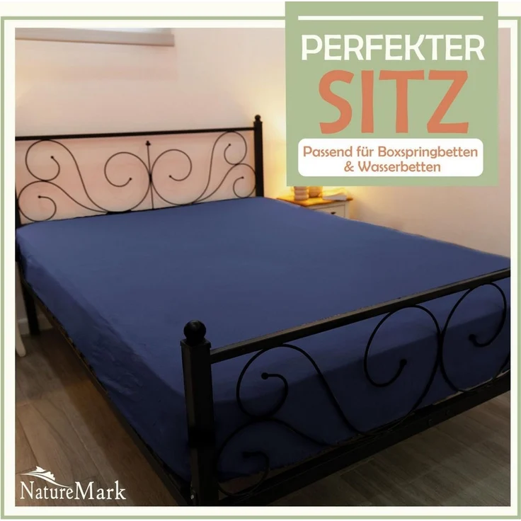 NatureMark - Mikrofaser SPANNBETTLAKEN zum Sparpreis! viele Größen und Farben Markenware (140x200-160x200 cm, Navy blau) – Bild 1