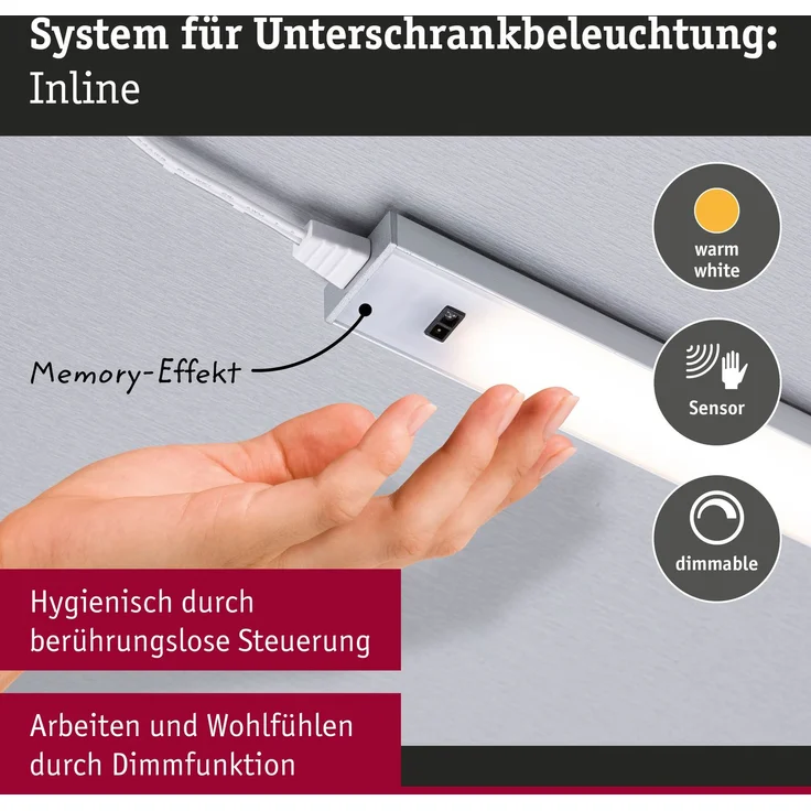 LED Unterschrankleuchte Inline Erweiterungsset 3000K dimmbar 2x6W 550x26mm 2x500lm 24V Weiß matt – Bild 4
