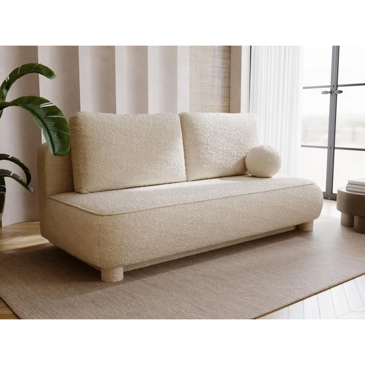 Compleo Schlafsofa Sofa ohne Armlehnen, moderne runde Form, Moderne Couch, Viele Farben zur Auswahl, Breite: 209 cm – Bild 2
