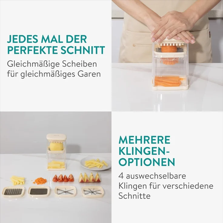 Navaris Gemüse-Scheibenschneider Pommesschneider Gemüseschneider mit 4 Klingen - Kartoffelschneider, (1-tlg) – Bild 3