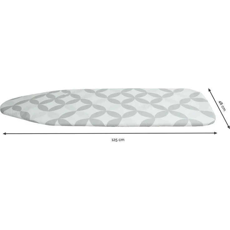 ZOLLNER Bügelbrettbezug aus Baumwolle, 48x125 cm, grau-creme mit Gummizug und Schnappverschluß – Bild 2