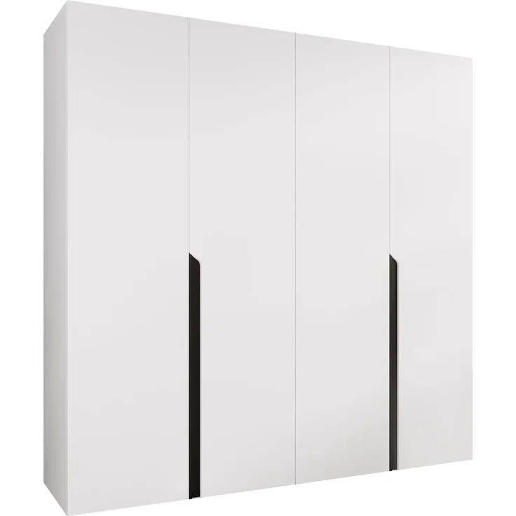 Kleiderschrank Veluna I 200 (Farbe: Weiß / Weiß + Schwarz)