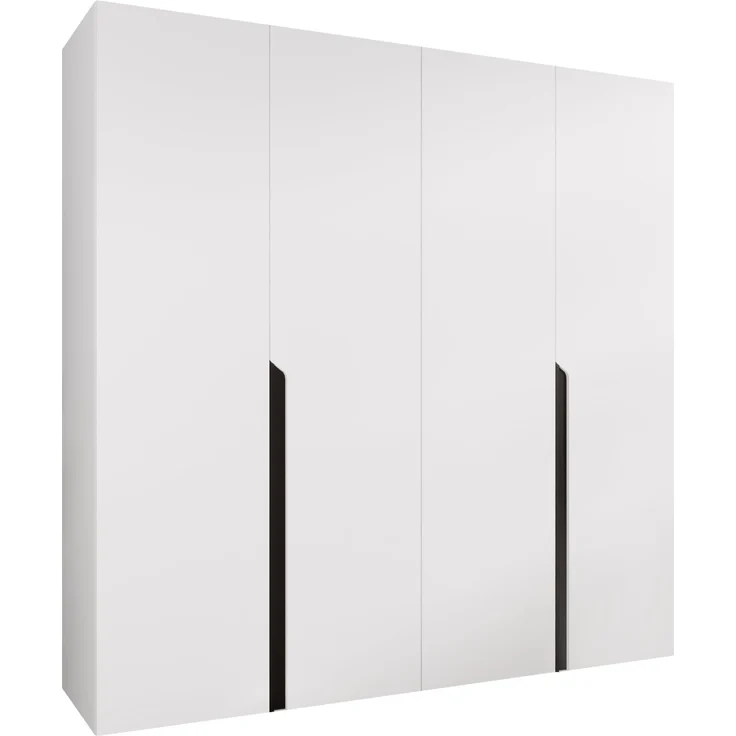 Kleiderschrank Veluna I 200 (Farbe: Weiß / Weiß + Schwarz) – Bild 1