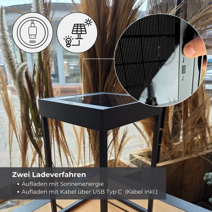 Kettler LED Laterne eckig offen XL 50 cm Dunkelgrau – Bild 4