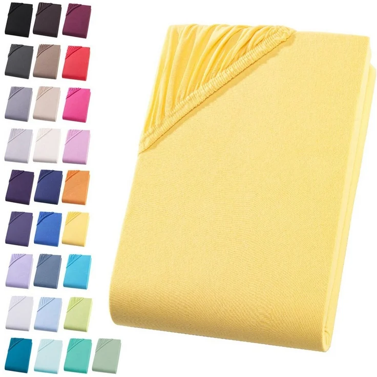 Visaggio Spannbettlaken Jersey aus 100% Baumwolle Spannbetttuch Bettlaken, Jersey, Gummizug: rundum, Spannbettlaken, für Matratzenhöhen bis 22 cm, Steghöhe 30 cm – Bild 5