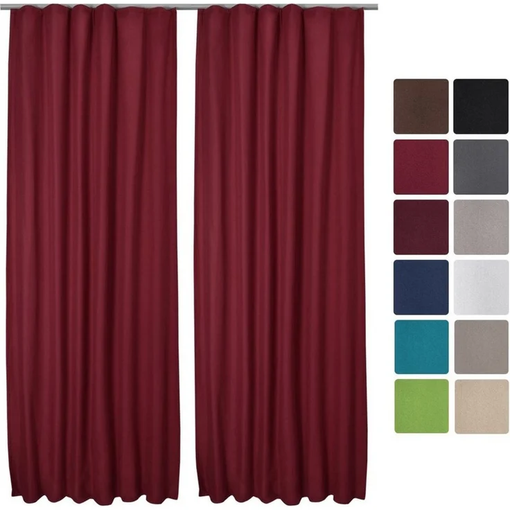 Beautissu Vorhang 2er Set Thermovorhang Gardine Rot Amelie TK, 140x245cm, Vorhang isolierend Kälte- & Hitzeschutz Universalband Verdunkelnd – Bild 5