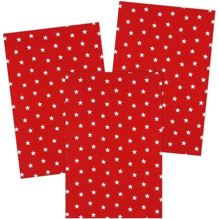 Kracht Geschirrtuch Sternchen, (Set, 3-tlg, Set), 3er Pack Geschirrtücher (3 Stück), ca. 45 x 70 cm, Baumwolle bedruckt