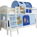 Ticaa Etagenbett 'Sunny' weiß inkl. Vorhang Pirat blau