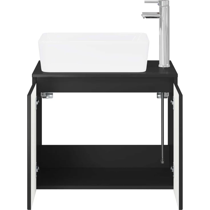 vidaXL Waschbeckenschrank Schwarz 62,5 x 44,5 x 80 cm Holzwerkstoff 3404331 – Bild 3