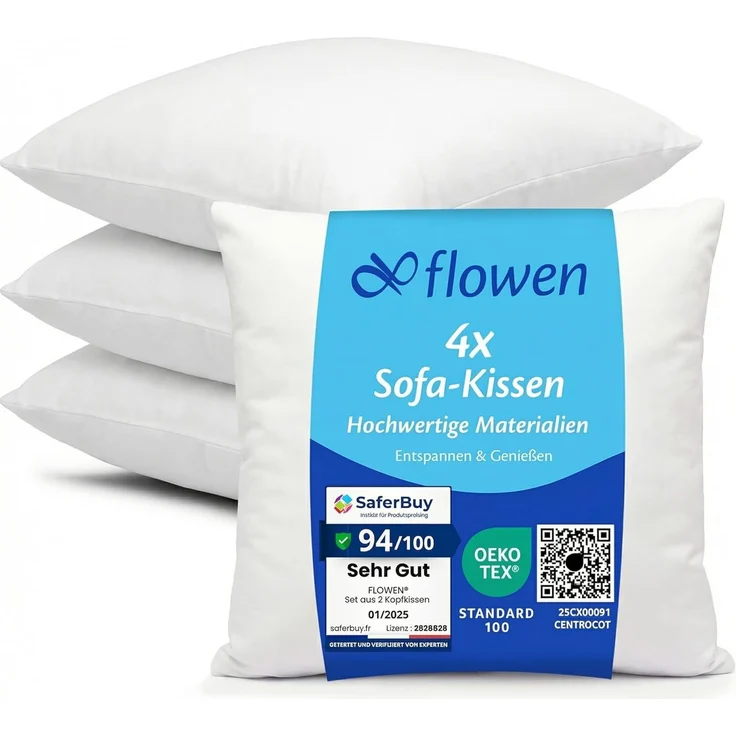 Kissen 45x45 Kopfkissen 4er Set Dekokissen für Bett und Sofa Innenkissen Hypoallergene Sofakissen Anti-Milben Weiche Zierkissen mit Kissenbezug Baumwolle und Polyest. Abnehmbar und Waschmaschinenfest