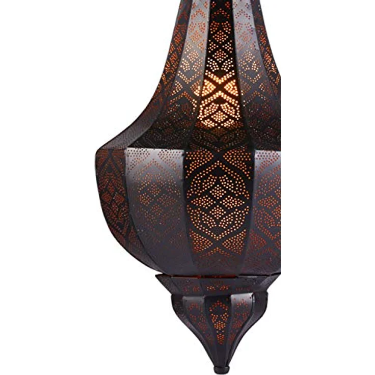 Marrakesch Orient & Mediterran Interior Orientalische Pendelleuchte Kanita, Schwarz Kupferfarben, 50cm, E27 Fassung, marokkanisches Design für romantisches Licht in Wohnzimmer, Küche oder über Esstisch – Bild 5