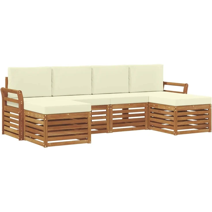 vidaXL Outdoor-Sofagarnitur 6 stk. 6-Sitzer Natur und Creme 3384691 – Bild 1