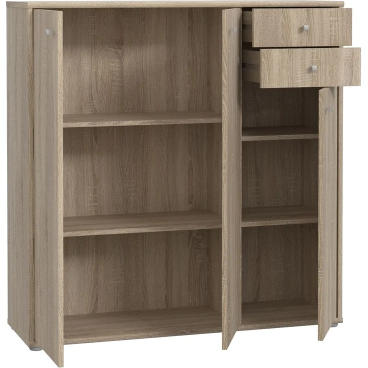 Sideboard >TEMPRA2< 3 Türen, 2 Schübe, in Sonoma Eiche Dekor - 108,8x111,1x34,8cm (BxHxT) – Bild 5