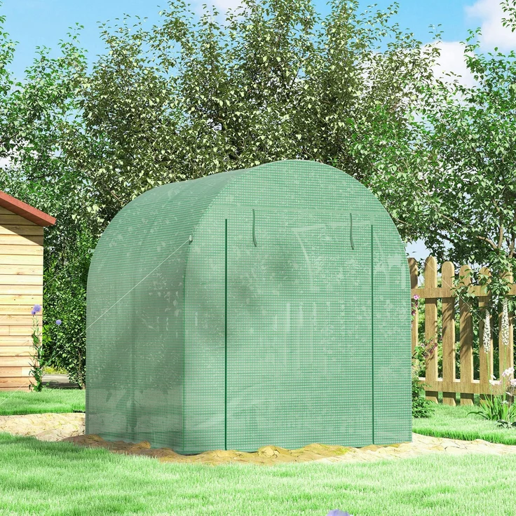 Outsunny Folientunnel, Stahl, Kunststoff, Grün, 180L x 180B x 200H cm – Bild 8