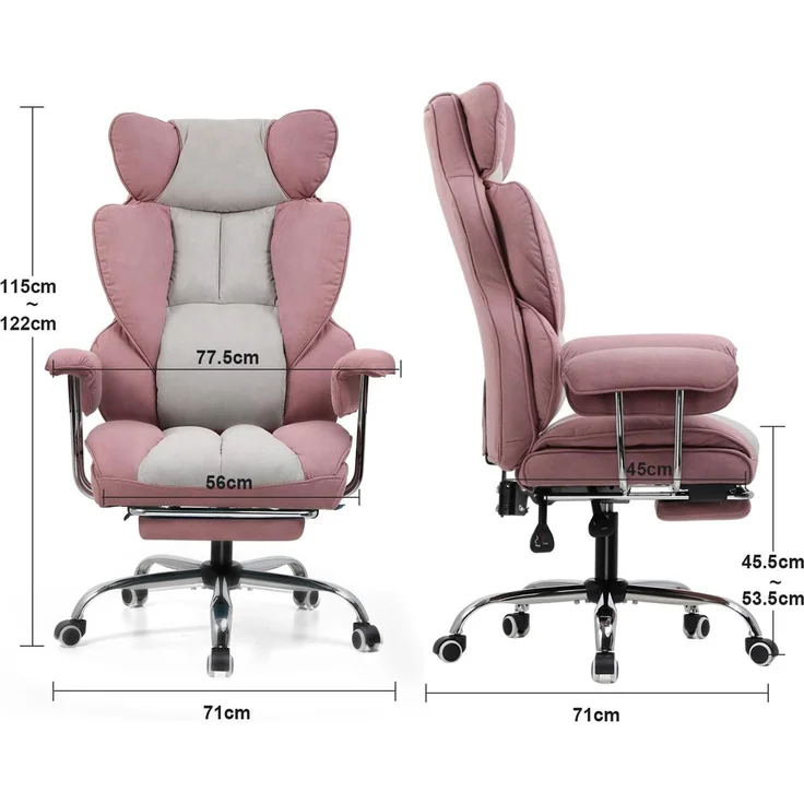 GTPLAYER Gaming Stuhl, Gamer Stuhl, Ergonomischer Bürostuhl mit Fußstütze, Stoffoberfläche, Federsitzkissen, Gaming Chair Gepolstert, Gaming Sessel 180kg Belastbarkeit Rosa – Bild 2