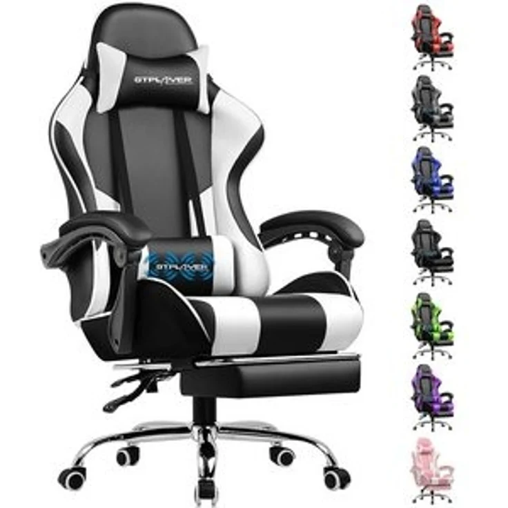 GTPLAYER Gaming-Stuhl Bürostuhl mit Massagefunktion, Fußstütze, Kopfstütze (Packung), Ergonomischer Gamer Stuhl Maximale Belastung 150 kg, 360° drehbar – Bild 6