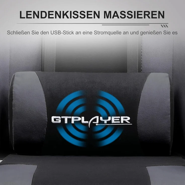 GTPLAYER Bürostuhl Gaming Stuhl Stoff Sessel Ergonomischer Gamer Stuhl mit Fußstütze, Kopfstütze Lendenkissen, Gepolstert Gaming Chair, Drehsessel – Bild 7
