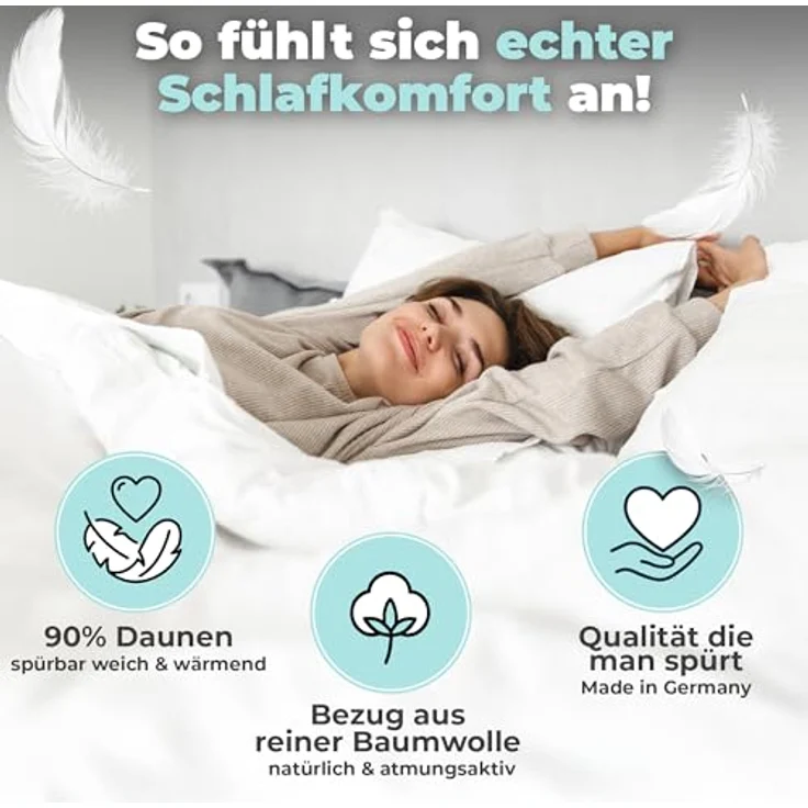 BEFA NATUR Daunenbettdecke Daunenbettdecke kuschelige Premium-Winterdecke extra warm, Füllung: Neue, weiße Daunen und Federn Klasse 1 nach DIN EN 12934 Standard, DOWNPASS, Warme und kuschelige Daunendecke – Bild 2