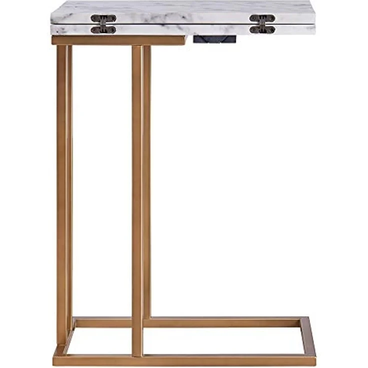 Teamson Home C-förmiger Ausziehtisch mit Platte aus synthetischem Marmor, Messingfinish VNF-00037EX – Bild 7