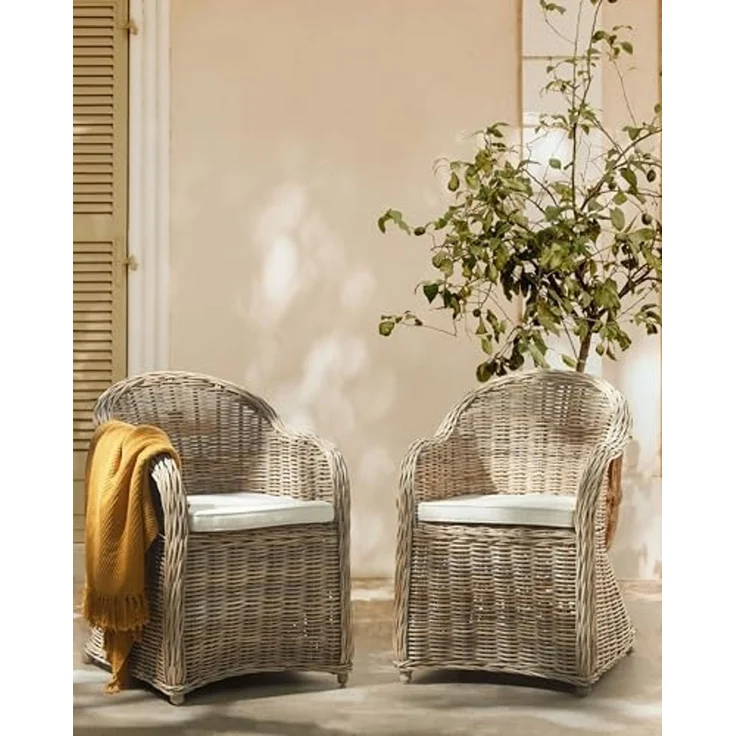 Gartensessel 2er Set mit Auflagen SUSUA II Rattan Natürlich – Bild 2