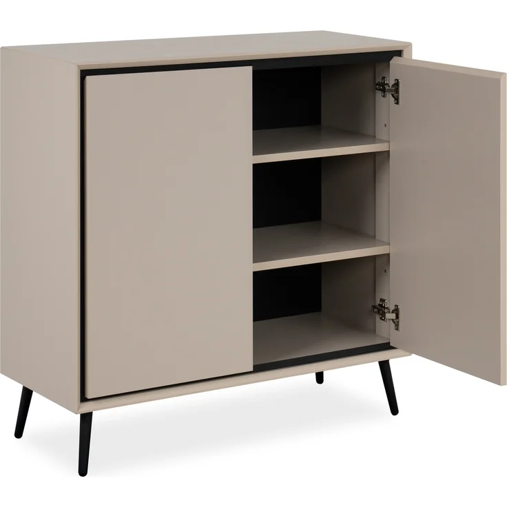 Kommode >Arona< 2 Türen, 2 Böden, in Sand / Schwarz - 90x90x38cm (BxHxT) – Bild 6