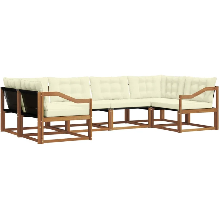 vidaXL Outdoor-Sofagarnitur 6 stk. 6-Sitzer Natur und Creme 3369801 – Bild 2