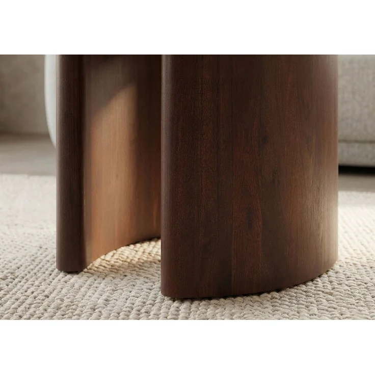 Couchtisch Akazie 70x65x35 braun lackiert / Marmor beige ORGANIC COLLECTION #35 – Bild 6
