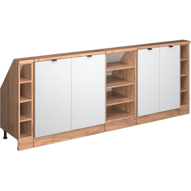 Küchenschrank für Dachschrägen R-Line Weiß Riffel 210 cm 5er Set Vicco – Bild 1