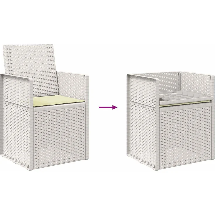 vidaXL Garten Esszimmerstühle 2 stk. Weiß und Creme PP 899997 – Bild 9
