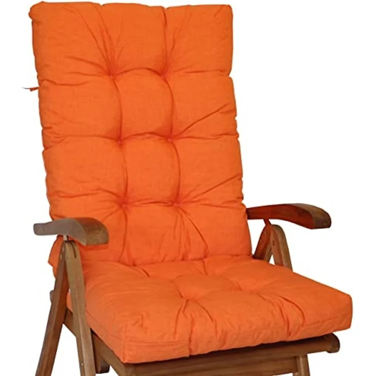 Rattani Hochlehnerauflage Polster für Gartenstuhl Hochlehner Auflage Sylva Gr 120 x 50 cm orange – Bild 1