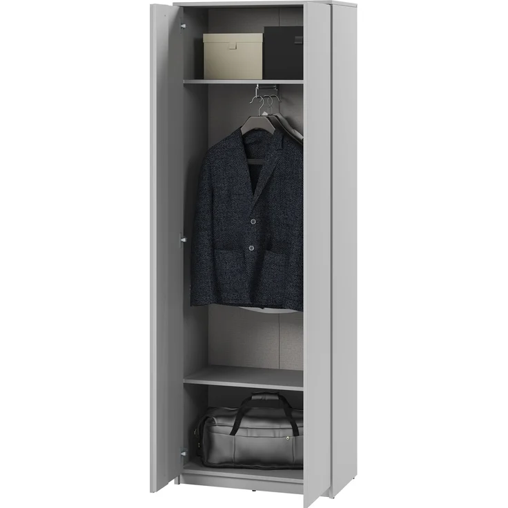 Kleiderschrank Simply SM01 mit zwei Drehtüren, mit Kleiderstange (Farbe: Grau) – Bild 2