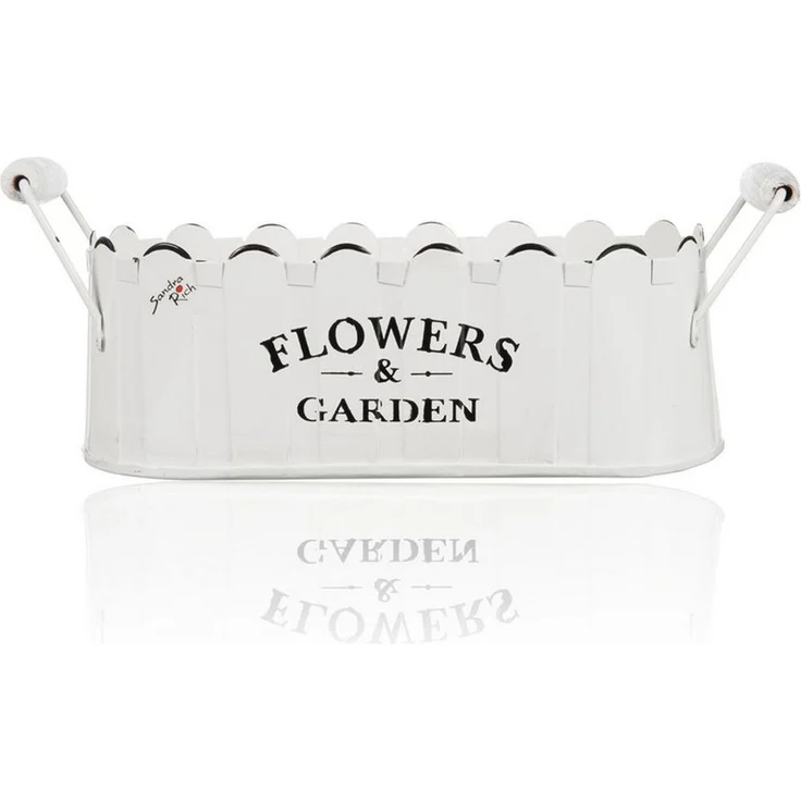 Sandra Rich Jardiniere FLOWERS & GARDEN Jardiniere Blumenkasten mit Griffen 26cm weiß – Bild 2