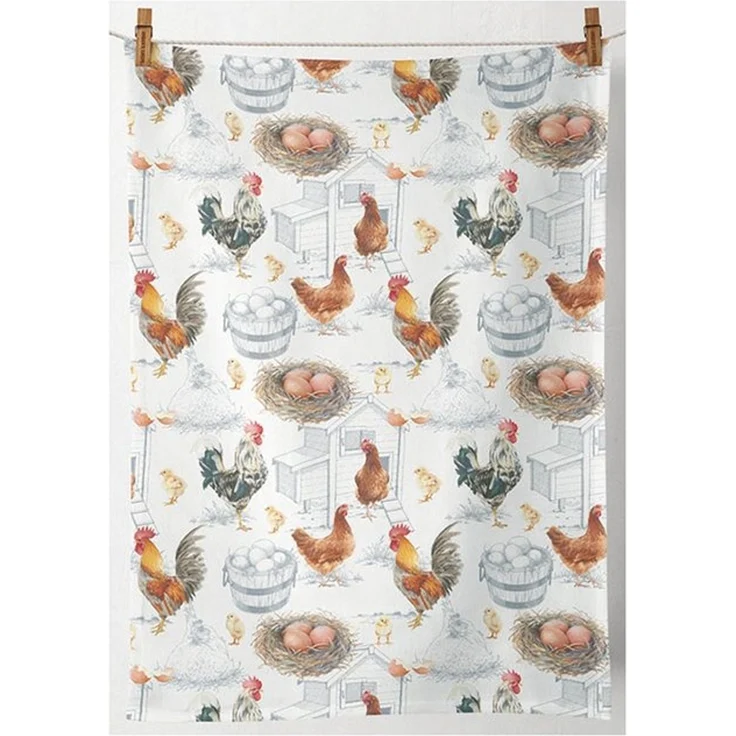 Ambiente® Geschirrtuch Chicken farm, (1-tlg, 1-teilig), Geschirrtücher ca. 50x70cm Baumwolle – Bild 3
