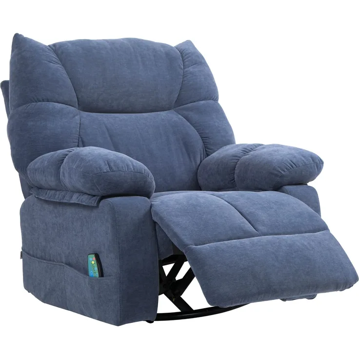 Wohnora-Massagesessel mit Wärme- & Liegefunktion, drehbar, bis 150 kg, Metallgestell, 98x90x98cm, Blau,H 980cm x T 980cm x B 900cm
